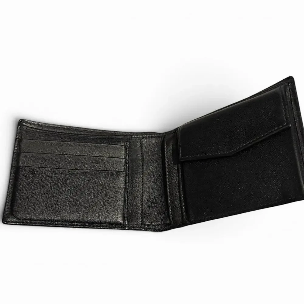 Dolce & Gabbana Black Lizard Embossed Leather Bifold Wallet Silver D&G Logo